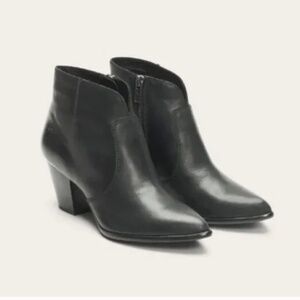 FRYE Jennifer Bootie Leather Pointed Toe Ankle Western Style Boots Black, 7.5